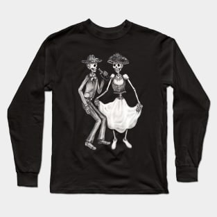 Sugar skull couple lover dancing celebration day of the dead. Long Sleeve T-Shirt